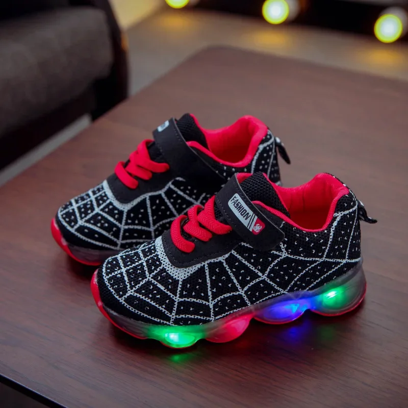 Size 21-35 Baby LED Shoes with Lights Mesh Toddler Shoes for Kids Glowing Sneakers for Children Boys Luminous Baby Girls Shoes