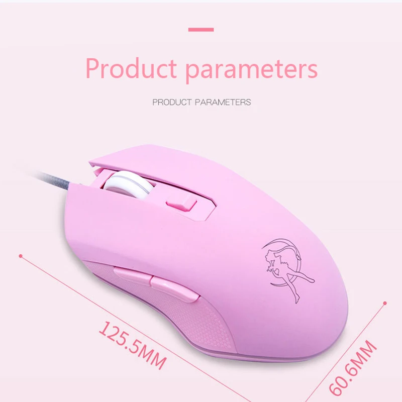 อุทัยDB49 แบบมีสายLuminousเมาส์สีชมพู 1600 (Dpi) อุปกรณ์เสริมคอมพิวเตอร์อุปกรณ์ต่อพ่วงสาวน่ารักสาวGaming Mouse