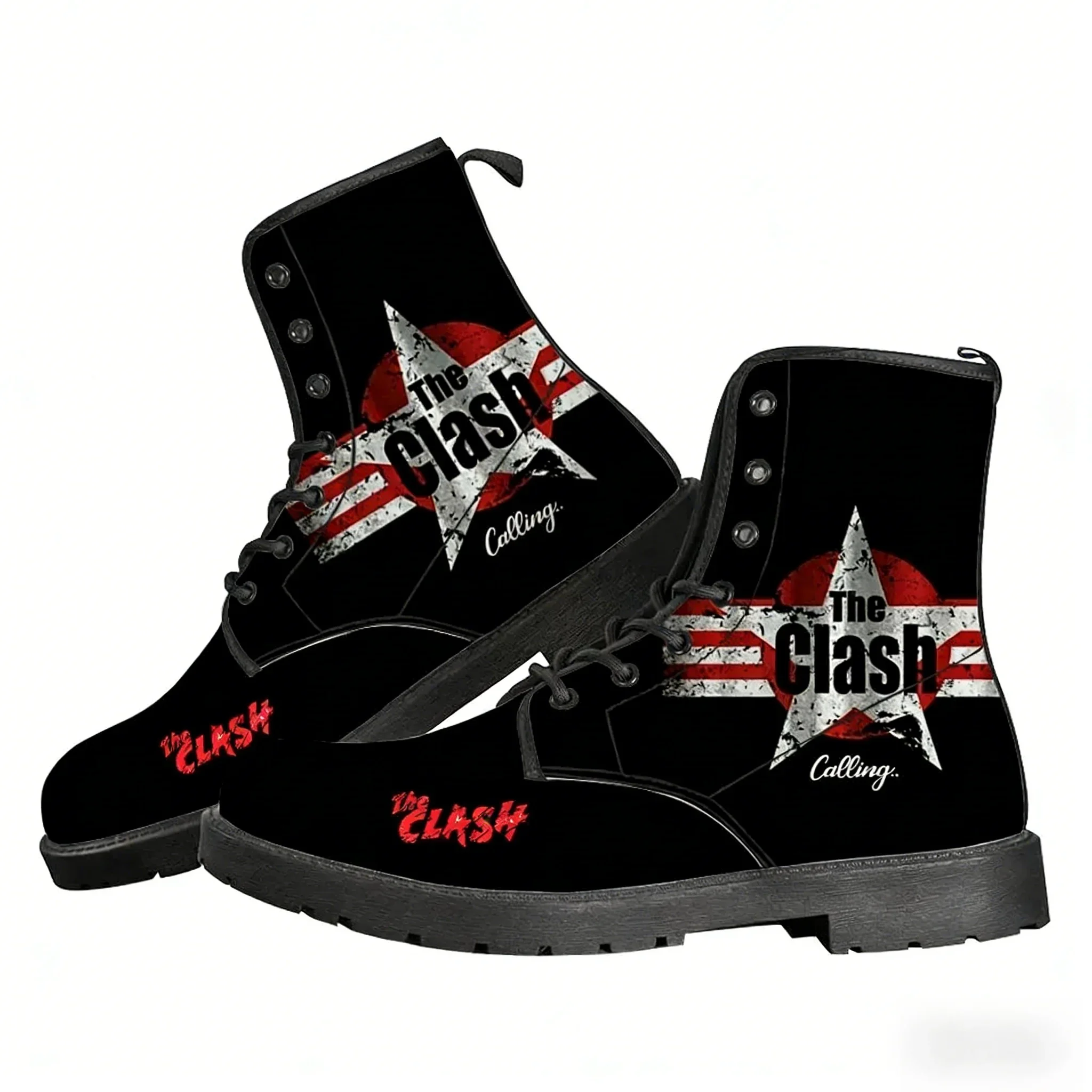 

The Clash Rock Band Casual Boots Mens Womens Teenager Shoes Retro Street 3D water proof Boot Outdoor Customize Made Boots