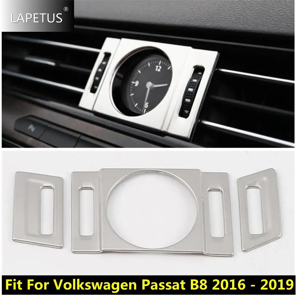 

Stainless steel Dashboard Clock Ring / Air AC Outlet Vent Decor Cover Trim For Volkswagen Passat B8 2016 - 2019 Car Accessories