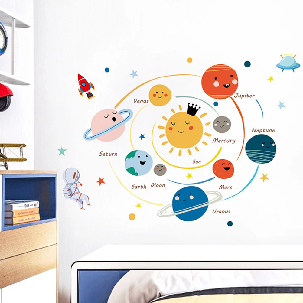 Solar System Wall Sticker Decal Removable Room Stickers Kindergarten Background Decor