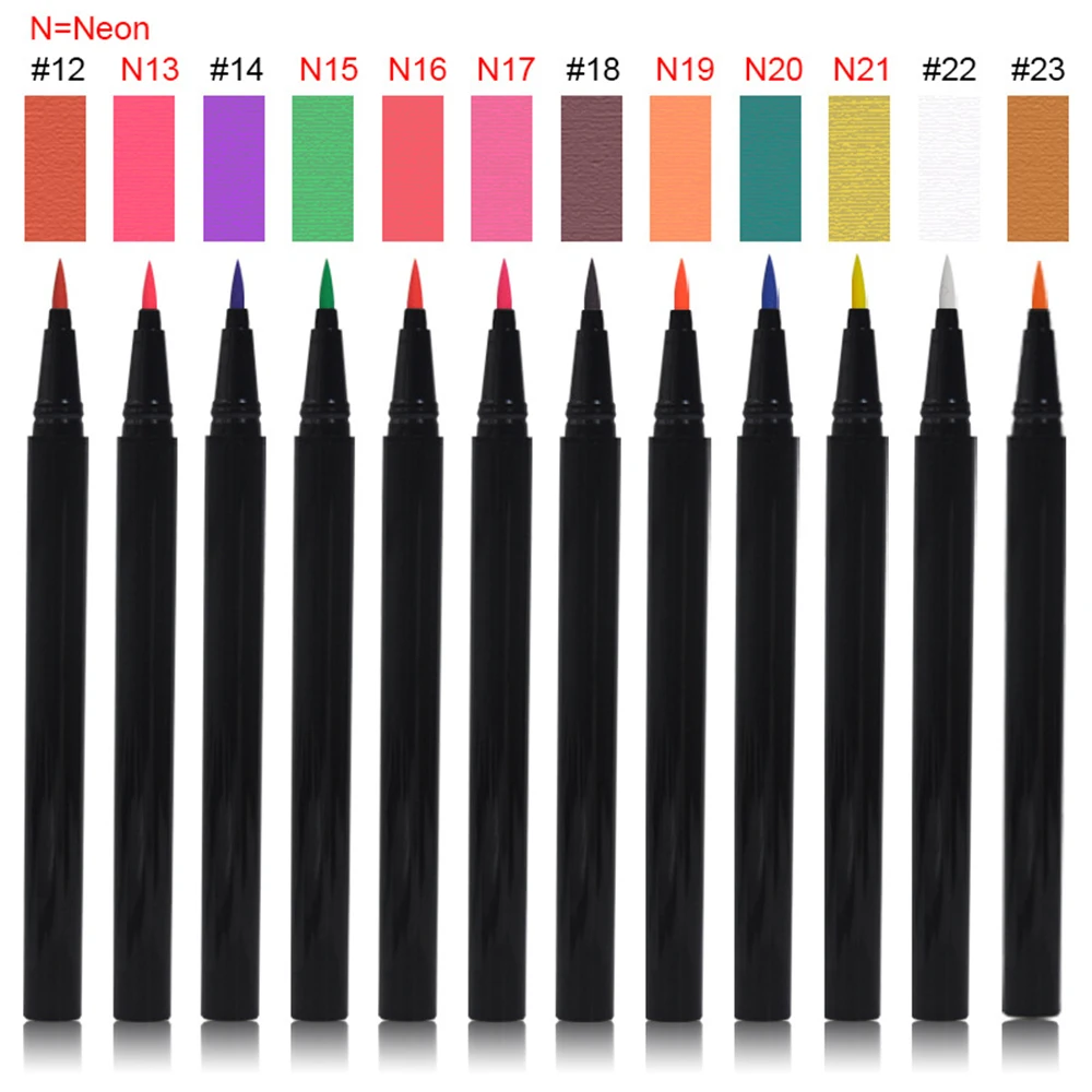 

23 Color Private Label Liquid Eyeliner Custom Bulk Neon Waterproof Long-lasting Non-smudged Ultra-fine Makeup Black Pen Tube