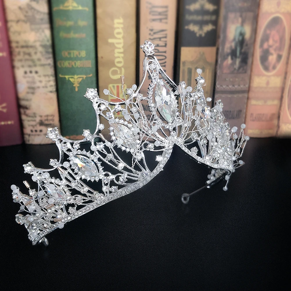 

Wedding Crown Crystal Rhinestone Shining Decorative Bridal Hair Accessories Lightweight Durable Safe Ideal Bride Photos
