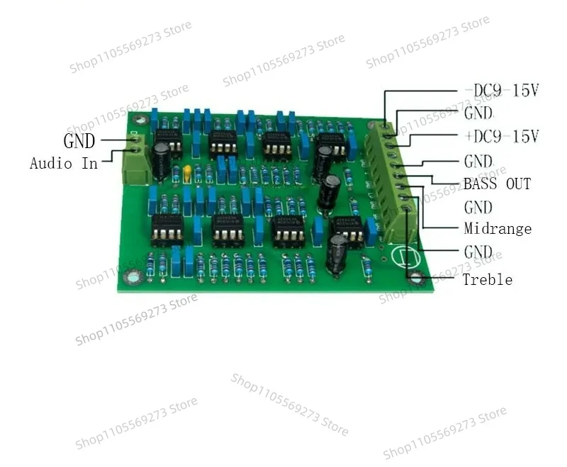 Bass Midrange Treble 3Way Crossover Audio Board  NE5532P Frequency Divider  Filters For  amplifier system