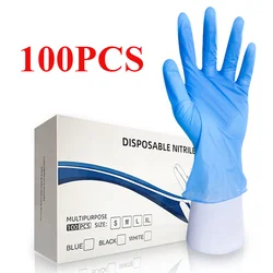 100pcs/Box Disposable Blue Nitrile Gloves For Kitchen Disposable Latex Gloves Oil-Proof GlovesMulti-Functional Washing Gloves