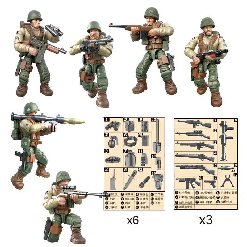 Simulazione Action Figure mobile Joint Doll compatibile con Lego Building Blocks World War II German Military Puppet Boys Toys