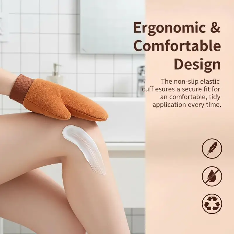 Körperlotion-Handschuh Selbstbräunungs-Handschuh Doppelseitig Verhindert Klebrige Hände Applikator Schnelltrocknender Beflockungs-Handschuh Make-up-Applikator – Detail 8