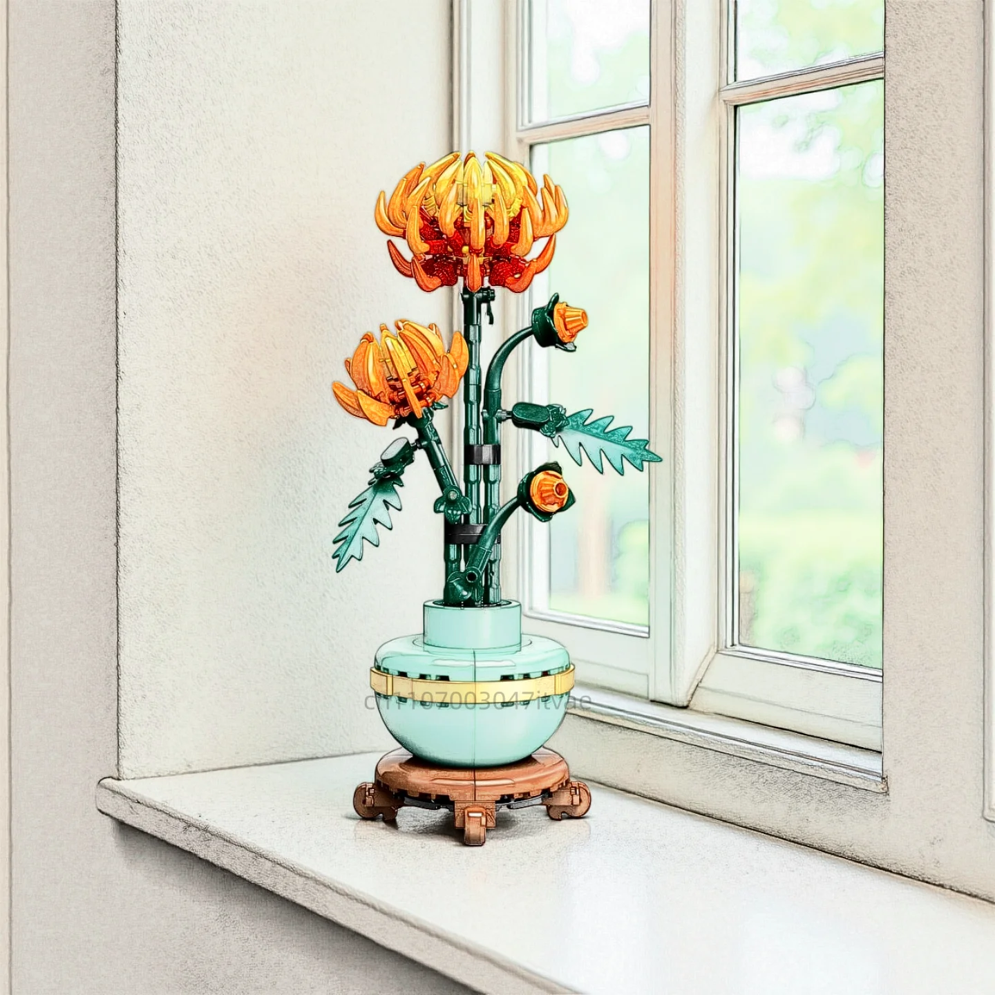 

Новинка, 200 + шт., DIY хризантема, бонсай, цветок, строительные блоки, креативный комплект, растение в горшке, игрушки, подарки для взрослых, детей, Рождественский подарок