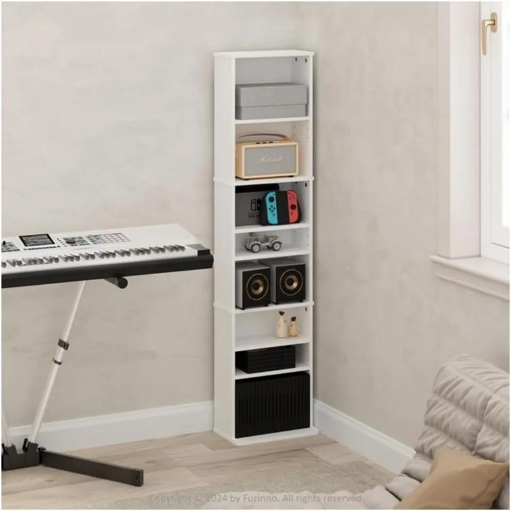 برج تخزين متعدد الوسائط متعدد الاستخدامات مع أرفف قابلة للتعديل لأقراص DVD والأقراص المضغوطة وحلول تنظيم الوسائط الواسعة #6