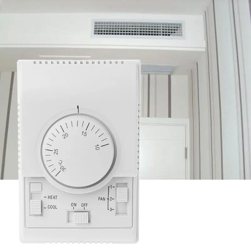 220V Room Mechanical Thermostat Control Air Conditioner Fan Coil Temperature Controller Energy Saving