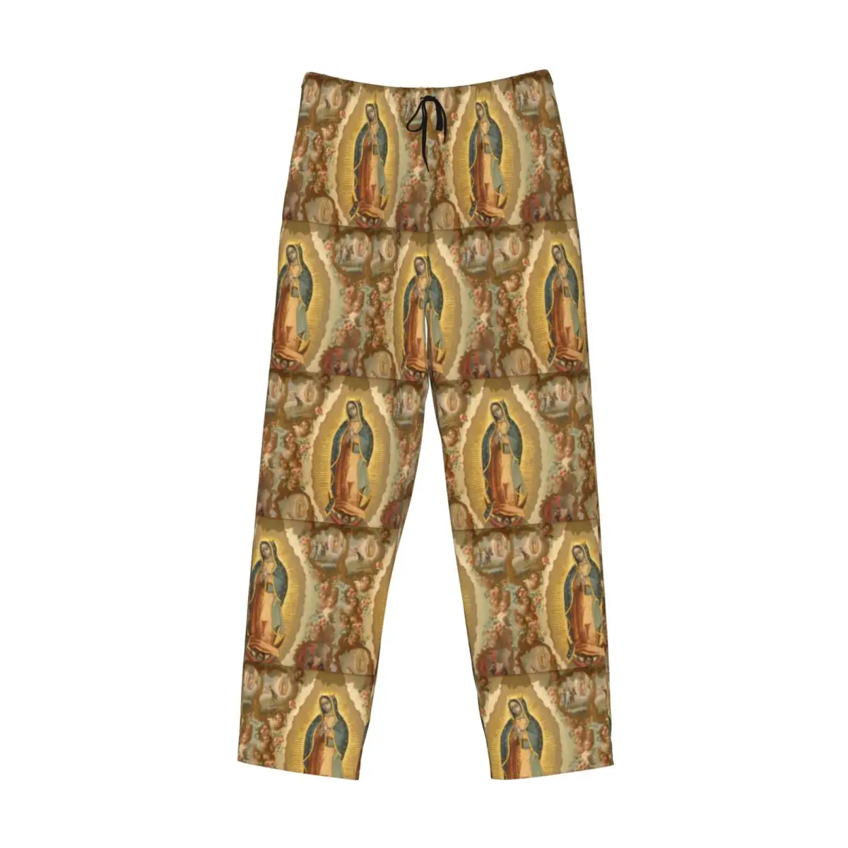 Custom Virgin Guadalupe Virgin Mary Pajama Pants Sleepwear Men's Elastic Waistband Mexico Catholic Saint Sleep Lounge Bottoms