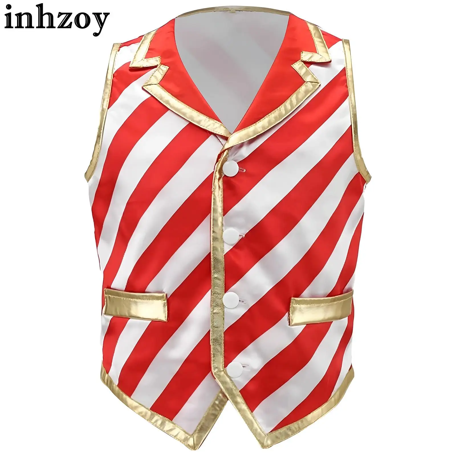 

Детский рождественский костюм в полоску с конфетами, Санта-Клаус, эльф, жилет для косплея, жилет для латинского джаза, дискотеки, танца, хор, жилет для рождественской вечеринки