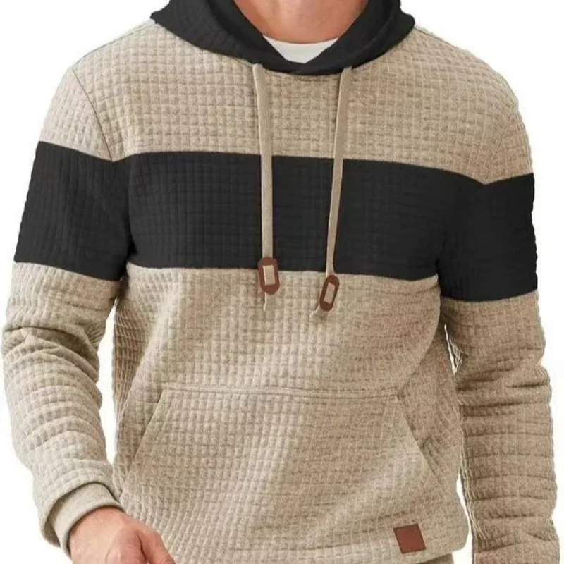 New Men's Color-blocking Simple and Fashionable Versatile Top Loose Pullover Hoodie Spring and Autumn Thin Sweatshirt