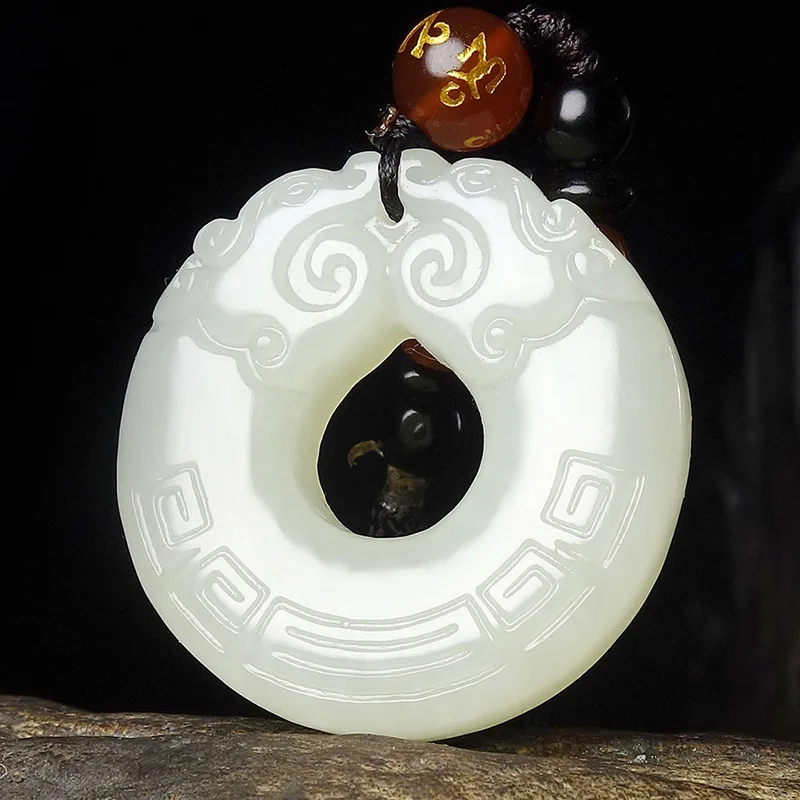 

Guardian Hetian White Double Peace Jade Pendant Certificate