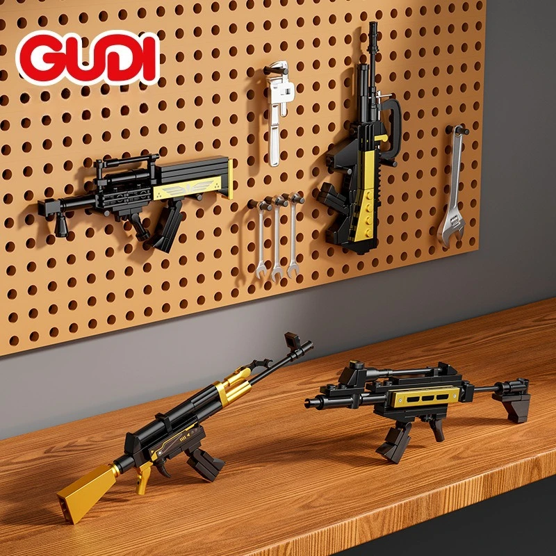 8 IN 1 Military Building Block Gun Small Particle Assembly Revolver Model Collectible Ornaments Boy Birthday Gift 40604