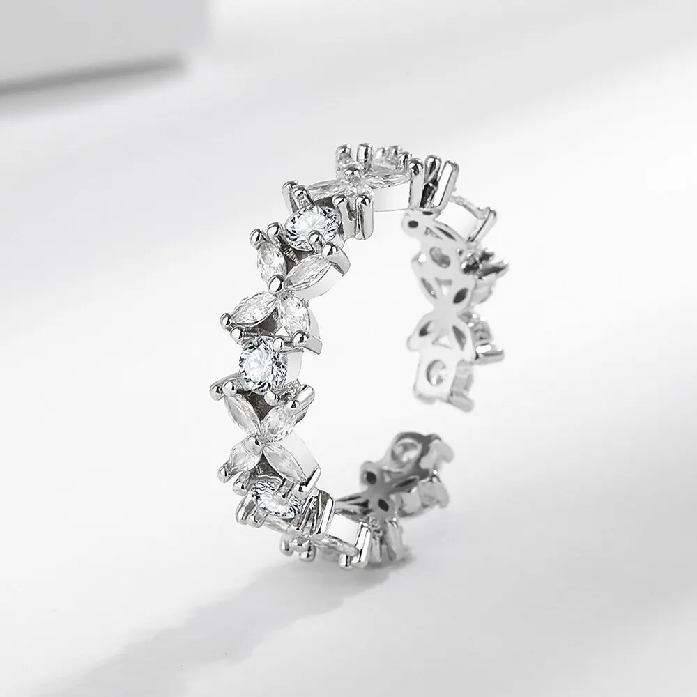 

Light luxury S925 sterling silver new fashion diamond trend zircon niche fashion open ring