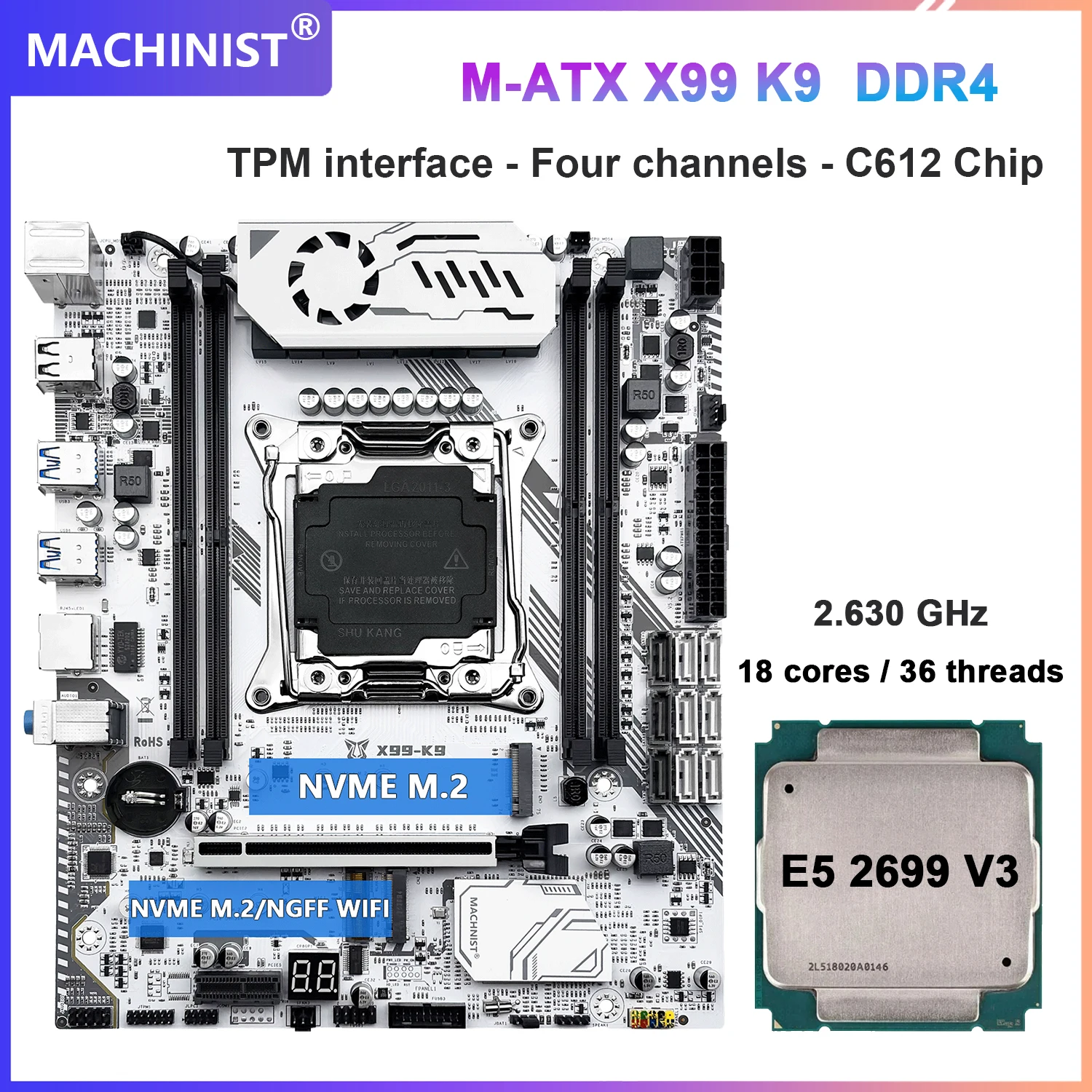 MACHINIST X99-K9 Xeon E5 2699v3 セット MACHINIST X99 K9 Motherboard Kit Set With Xeon E5 2690 V3 Or E5