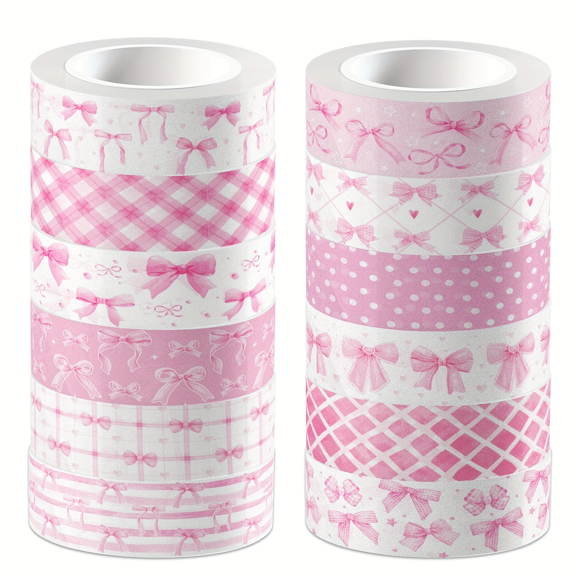 12pcs Multi Color Bow Washi Tapes Set Red Pink Blue Lavender Black Bowknot Butterfly Plaid Adhesive Decorative Masking A3395