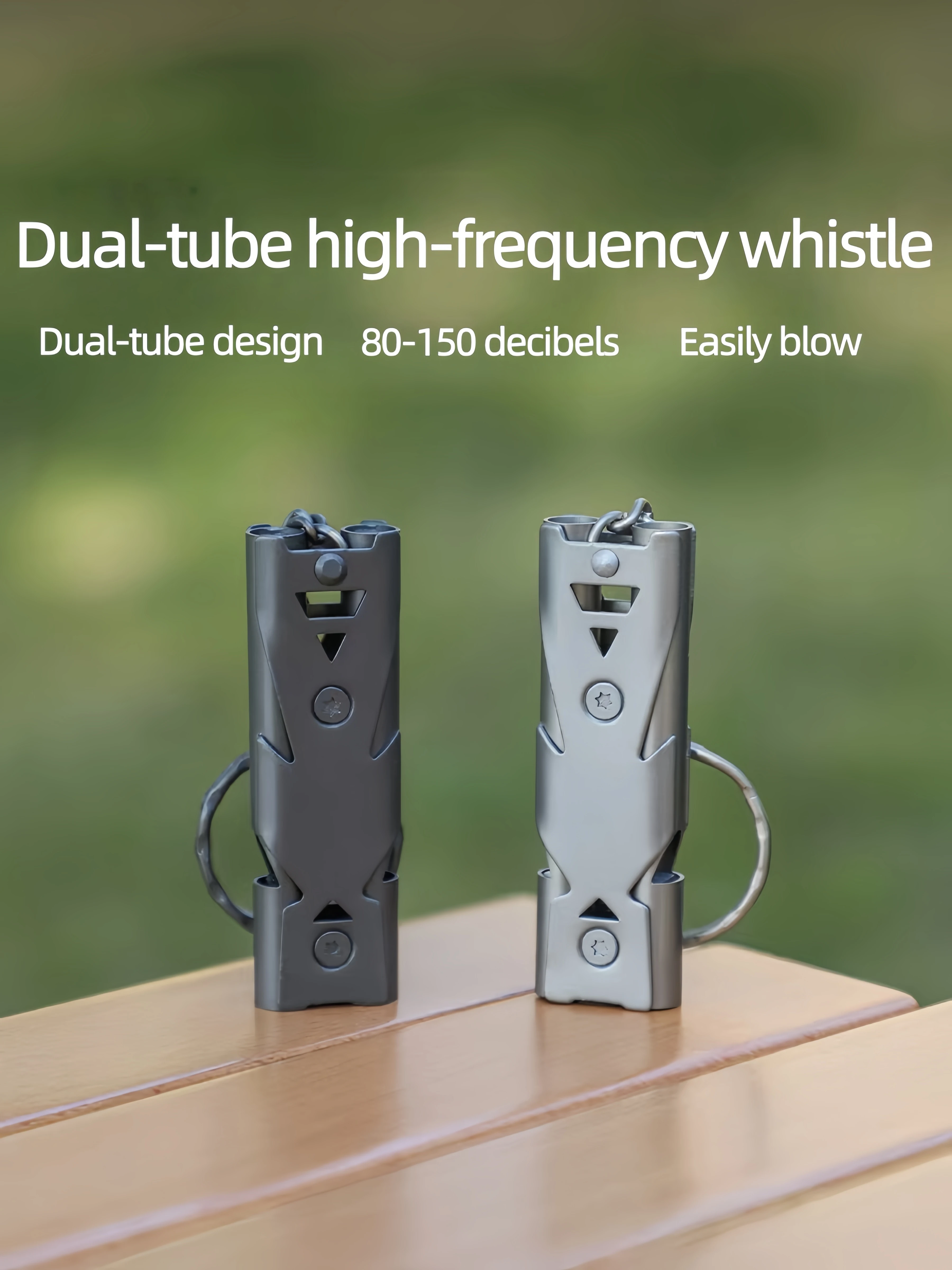 Survival Double Tube Loud Sound Whistle High Frequency Decibel Stainless Steel outdoor Emergency Whistle
