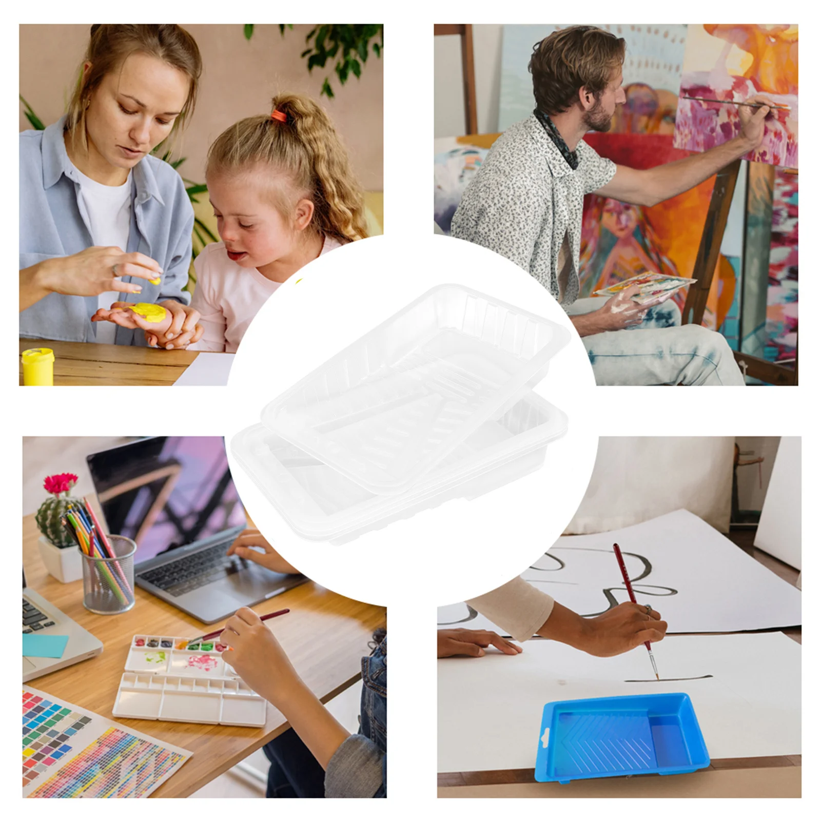 

4pcs Paint Tray Liner For Wall Painting Supplies Plastic Paint Roller Tray Replacement Home Diy Painting Tools Kit
