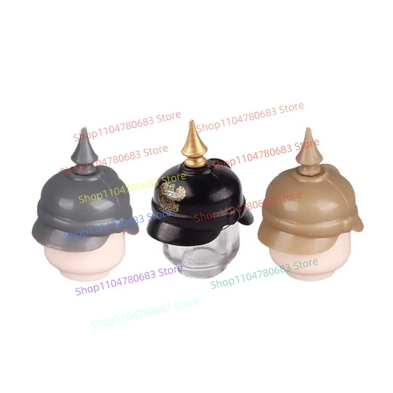 Moc blocos de construção militar soldado prussiano chapéu pontiagudo mini figura montagem modelo exibição dos desenhos animados anime acessórios brinquedo presente