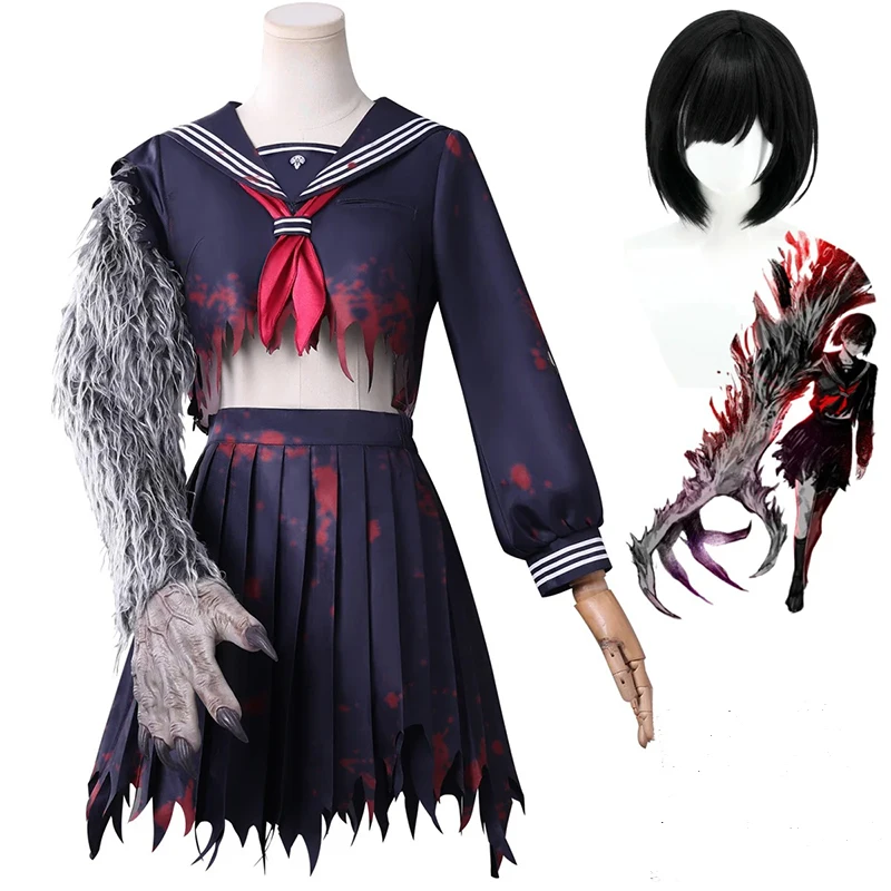 Juego de Anime SILENT HILL F Shimizu Hinako, disfraz de Cosplay, peluca, uniforme escolar, vestido de lágrima, pata de Animal, zorro, traje de fiesta de Halloween para mujer