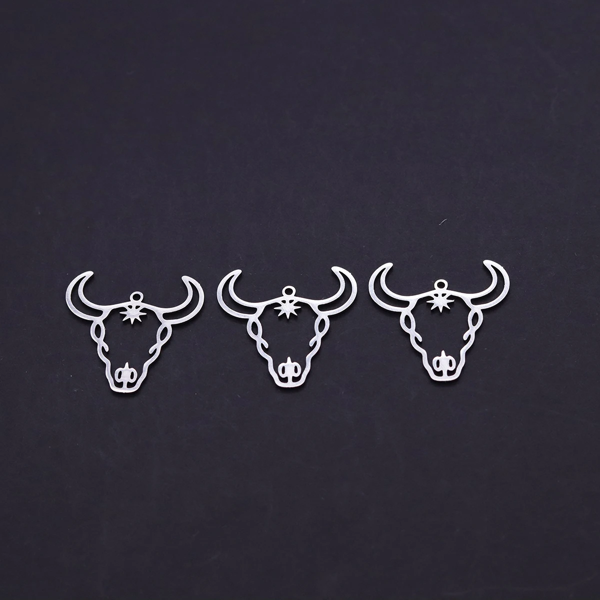 3pcs Western Star Bull Skull Charms Stainless Steel Pendant Connector For Jewelry Making Handmade Earrings Necklace Accessories