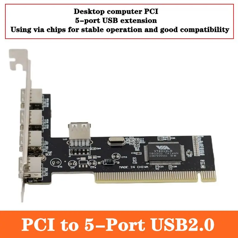 USB 2.0 Expansion Card Desktop, PCI To 5 USB 2.0 Female Port Adapter Cards, Imported NEC Chips