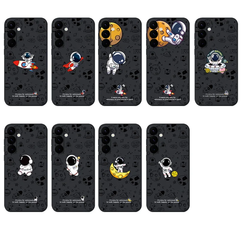 Cute Astronaut Pattern Case For Samsung Galaxy S26 S25 S23 S24 Ultra S23 FE A57 A17 A37 A55 A56 A16 A15 5G Soft TPU Phone Cover