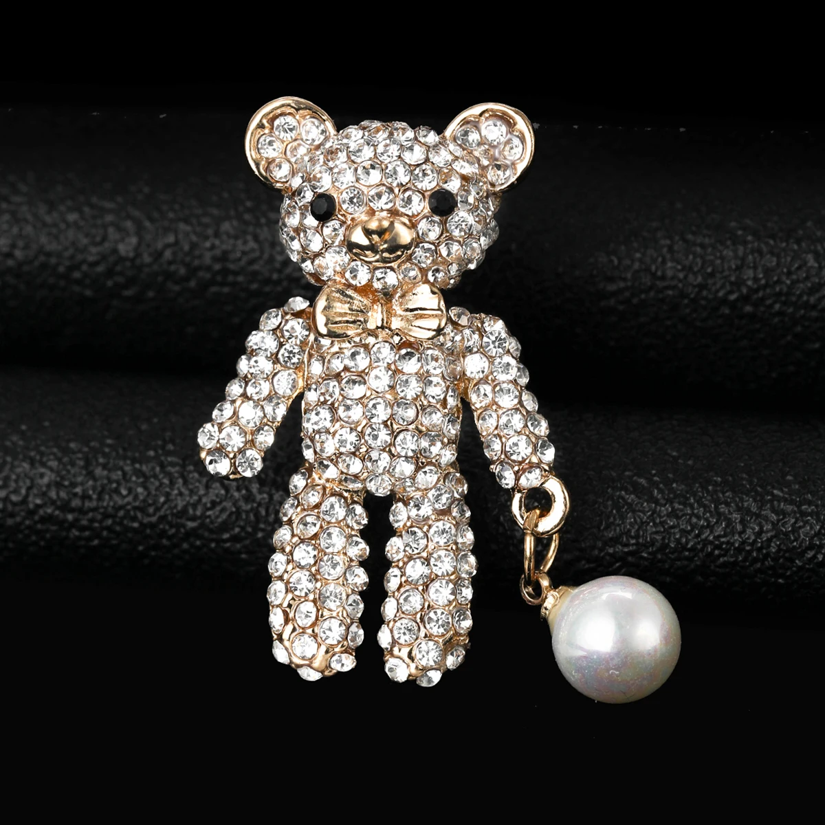 Rhinestone Bear Pins for Women Pearl Violent Bears Brooches Animal Lapel Pin Event party backpack decoration clothes accessories