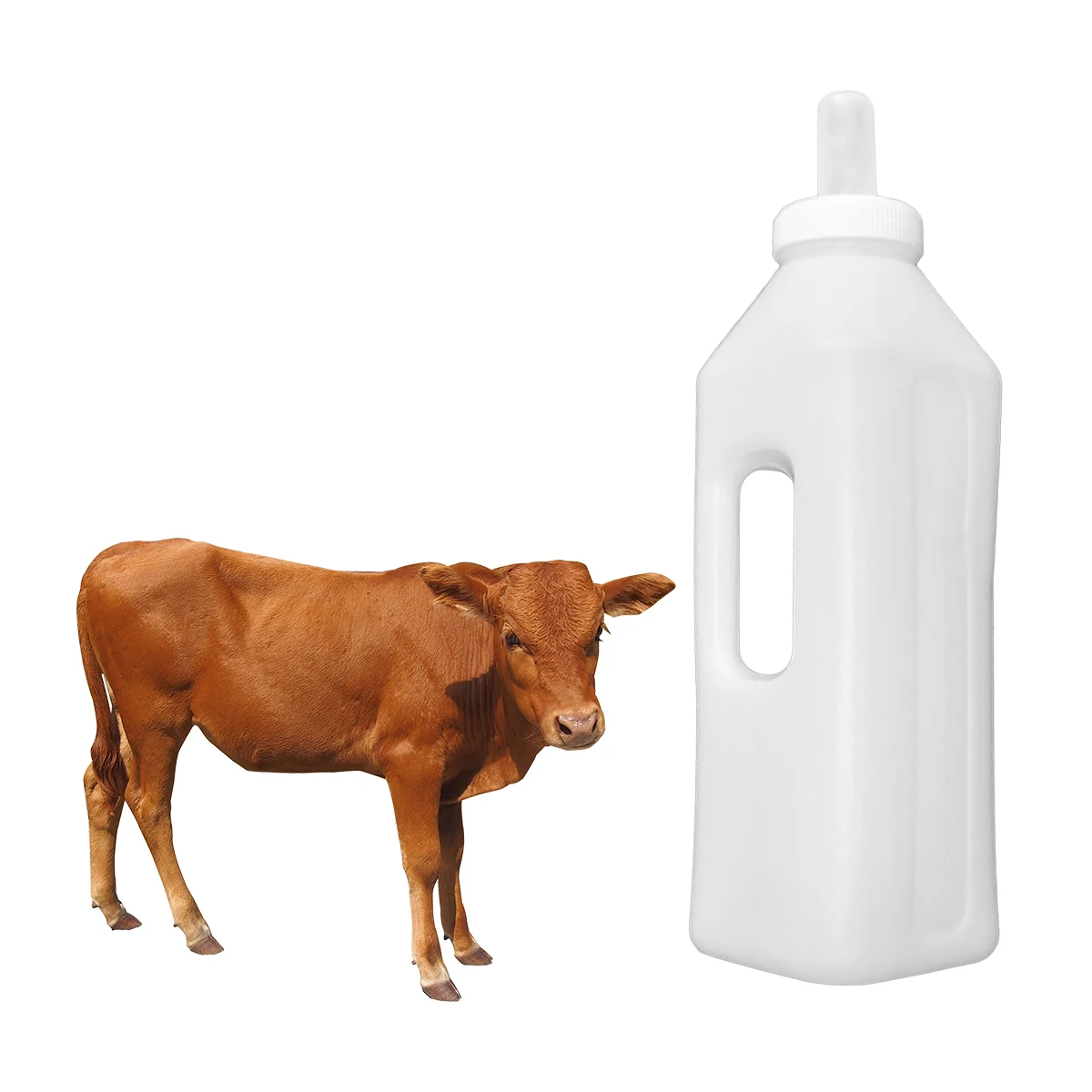 4個入り子牛用哺乳瓶セット 3L ハンドル付き 羊用乳首 子羊、子馬、子犬用 再利用可能乳首 牛、ロバ、豚、ミュール用 看護アクセサリー