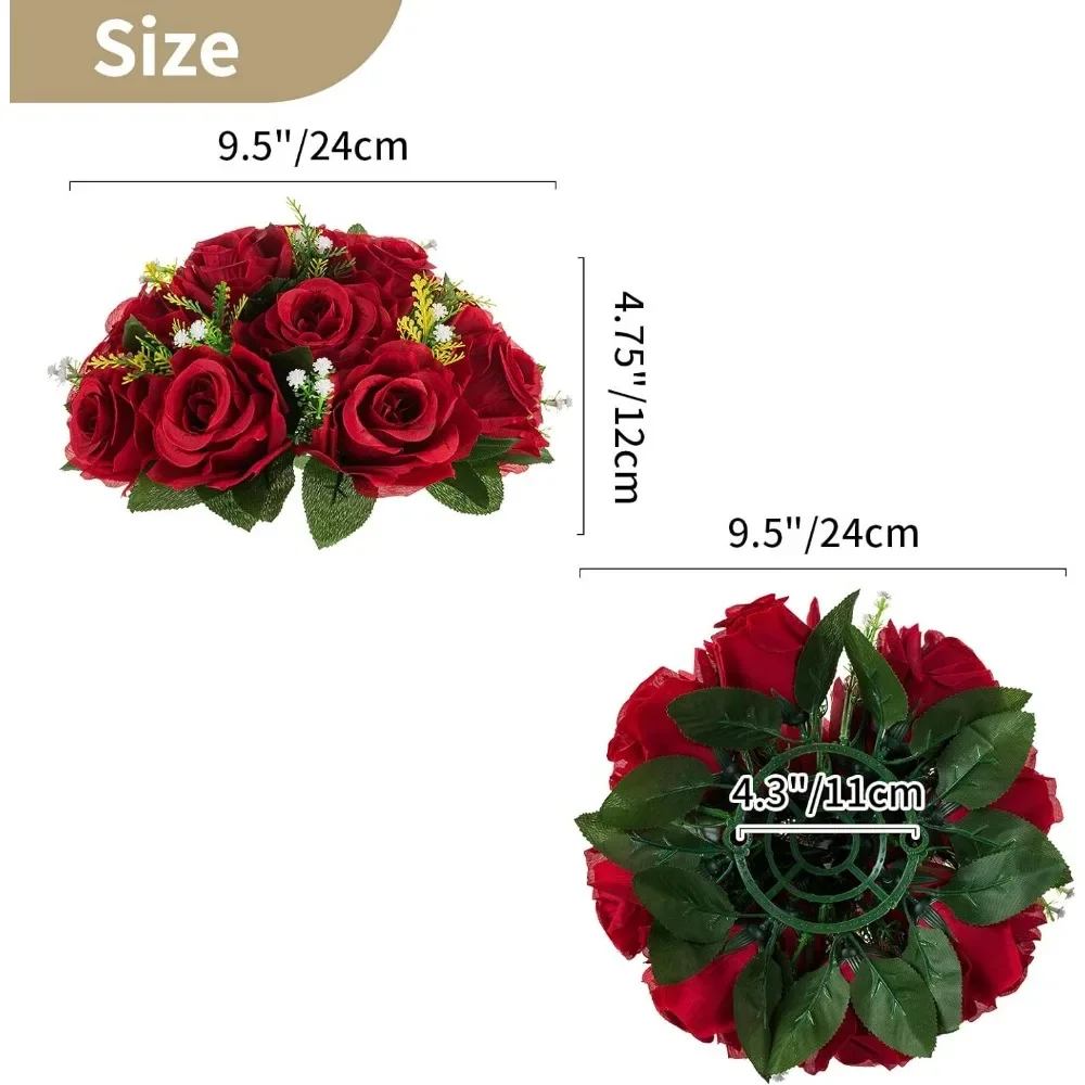 Flowers for Decoration 10 Pieces 9.5 Inch Diameter Deep Artificial Flower Rose Ball Center Table Home Decor Decorations Festive