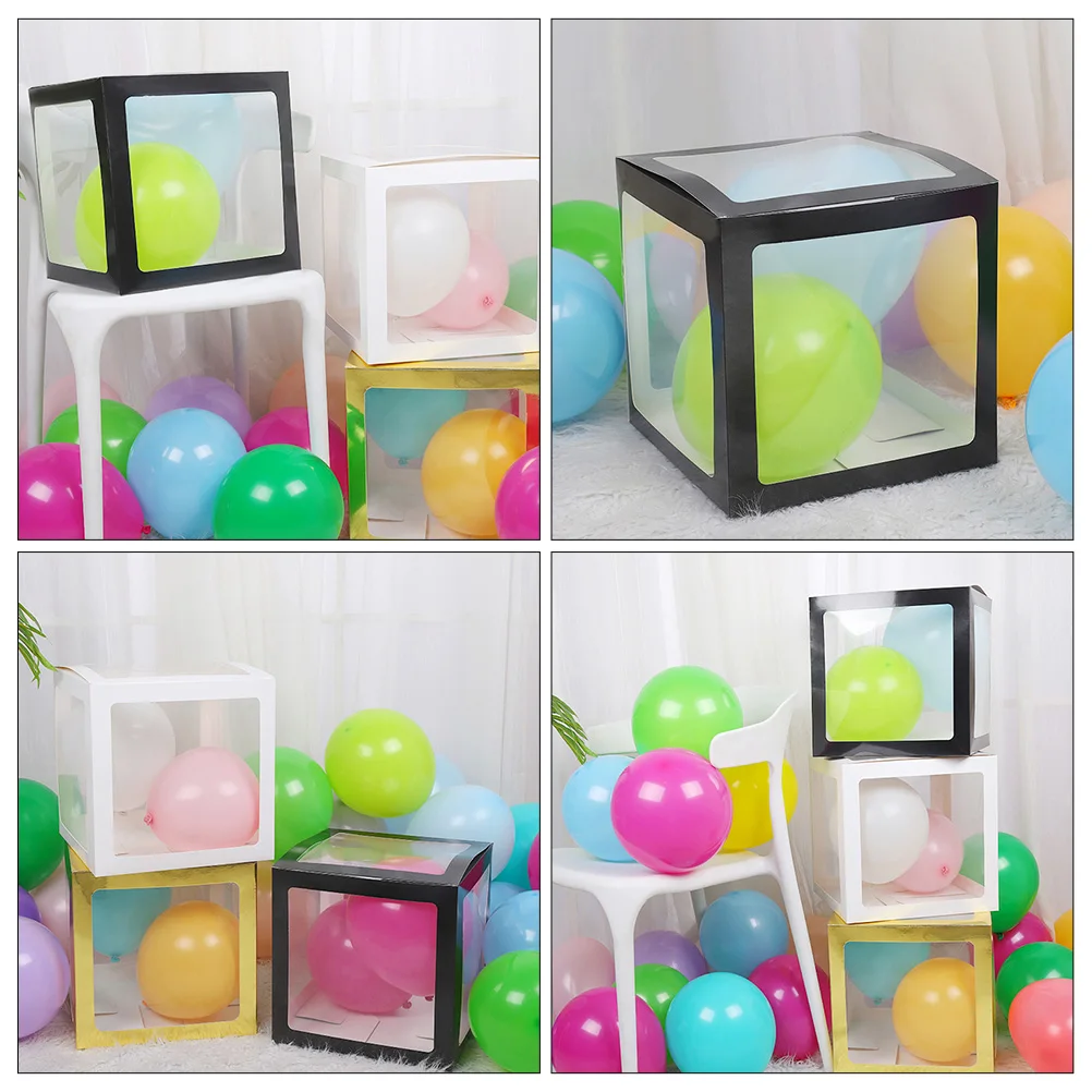 

4pcs Balloon Gift Box Blank Cardboard Party Favors Birthday Wedding DIY Decoration Storage Accessories Assembly Stacked