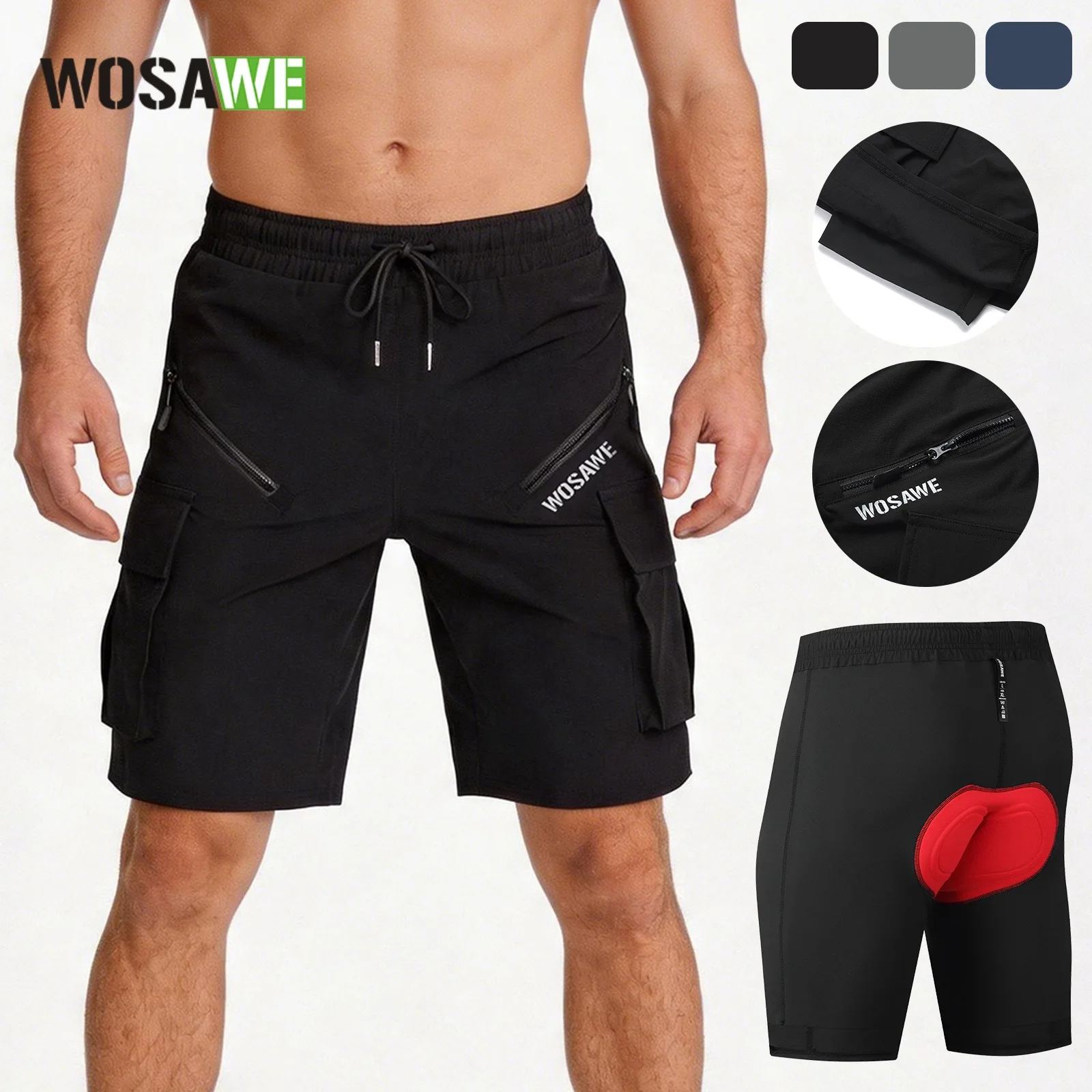 

WOSAWE Cycling Shorts Mountain Off road Summer Mountaineering Quick-dry Breathable Riding Pants Sponge Pads BD153