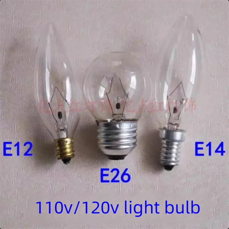 

110V Pointed Bulb E27 Incandescent Bulb 25W Tungsten Filament Bulb E27 E12 Screw Base Round Light Bulbs 40W Globe Light Bulb E14