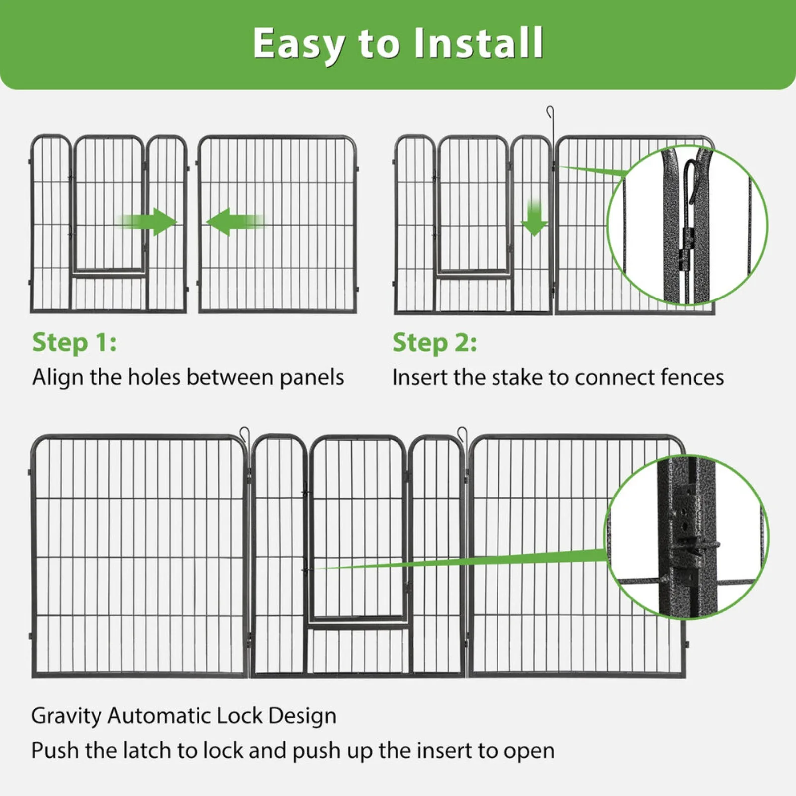 16 Panels Pet Dog Fence Playpen 32'' Height Exercise PlayPen with Door Outdoor United States