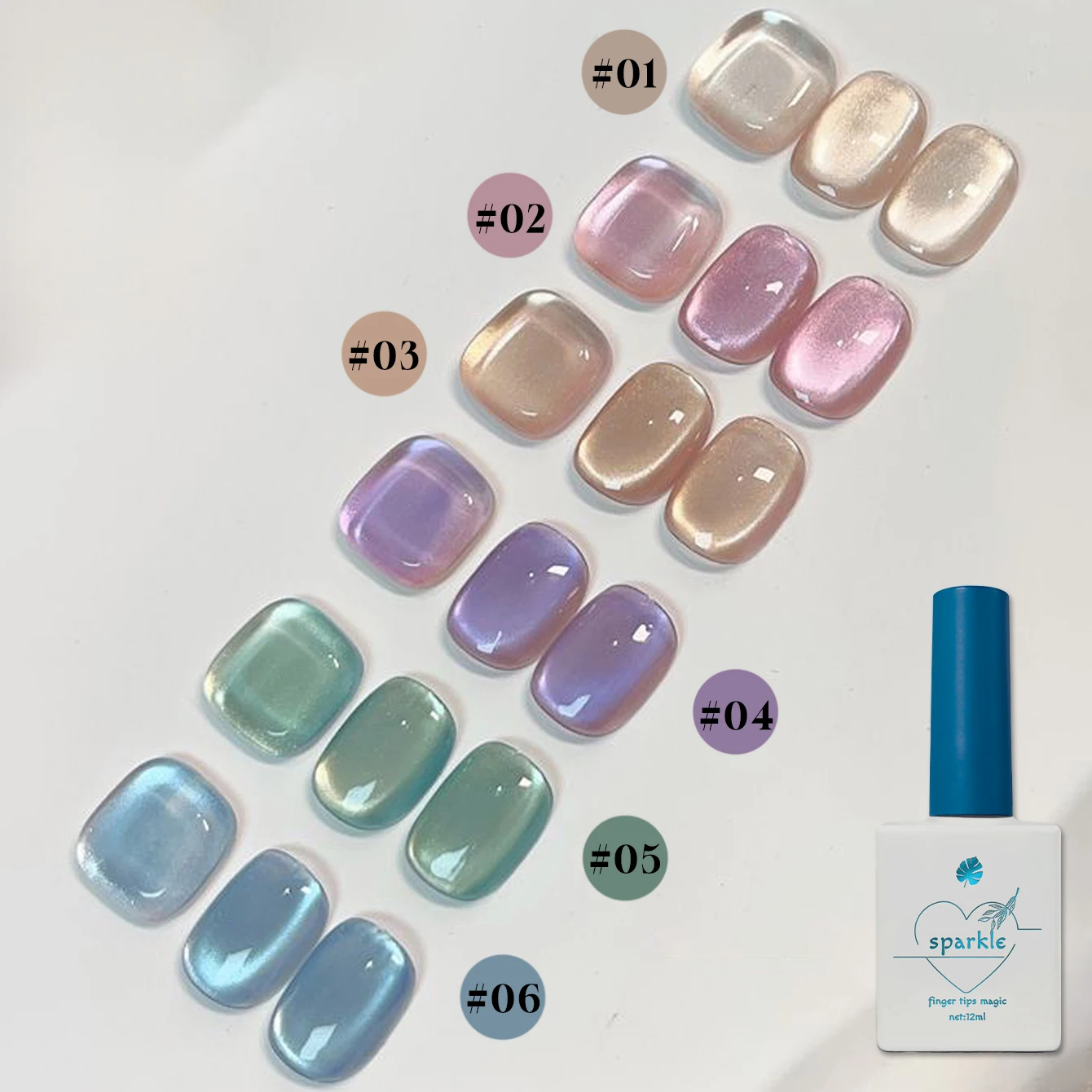

10PCS Romantic Pop Cat Eye Gel Nail Polish Popular White High Density Magnetic Powder Mirror Glass Bead Nail Gel Beauty Supplies