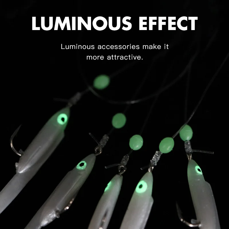 AS Cluster Soft Lure Bimoo Luminous Eel Sabiki Rigs String Hooks Lure Fishes Saury Squid Mackerel Scad Saltwater Fishing Tackle