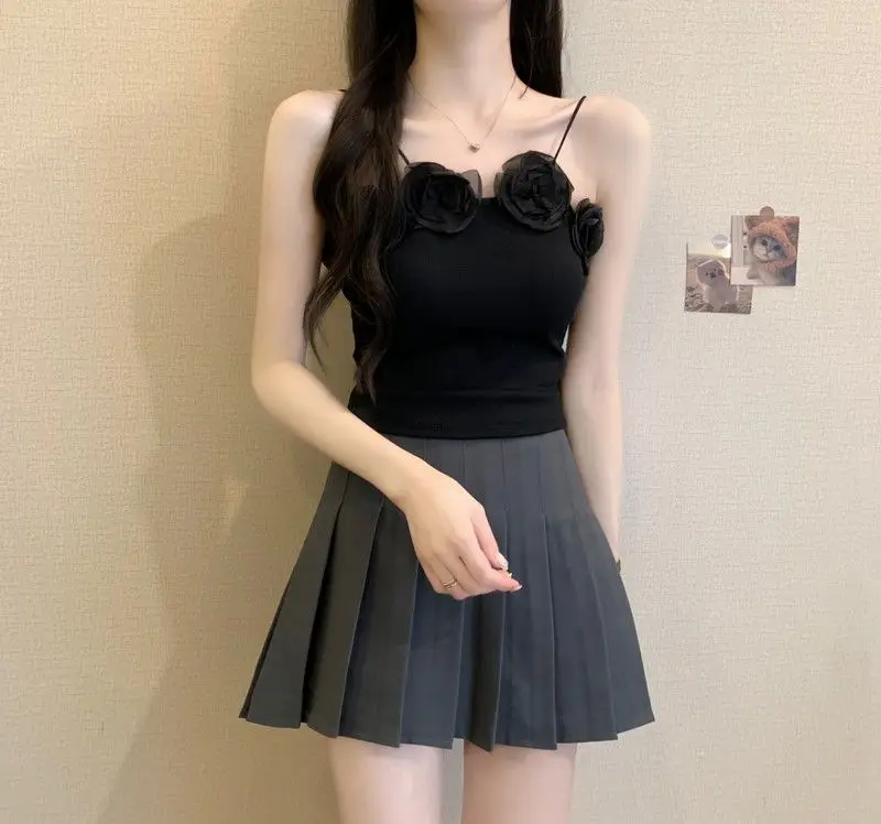 Neuer Stil, modisches Design, schick, dreidimensionale Blume, sexy, heißes Mädchen, kurzes Hosenträger-Top