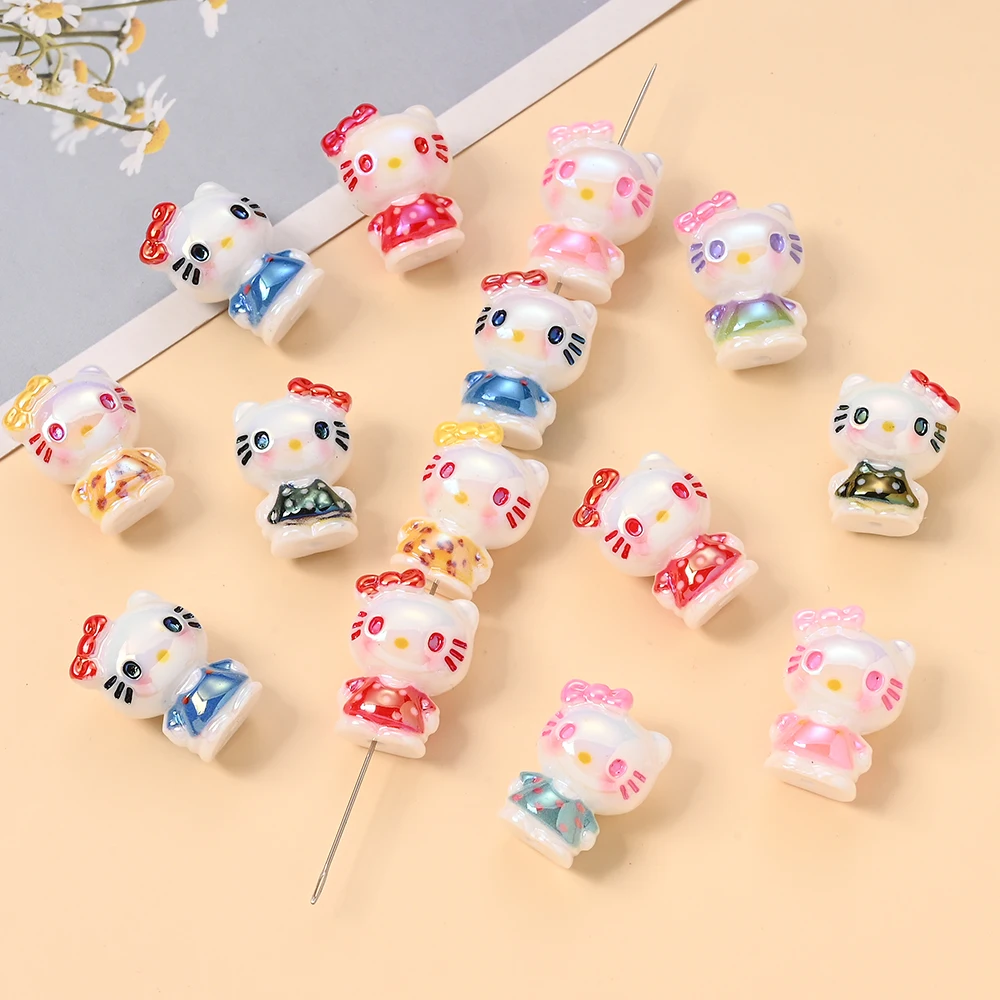 

10 шт. милых бусин из смолы в виде кошки КТ для рукоделия, материалы для изготовления бусин, для цепочек для сосок, браслетов, ожерелий, аксессуаров, случайные комбинации