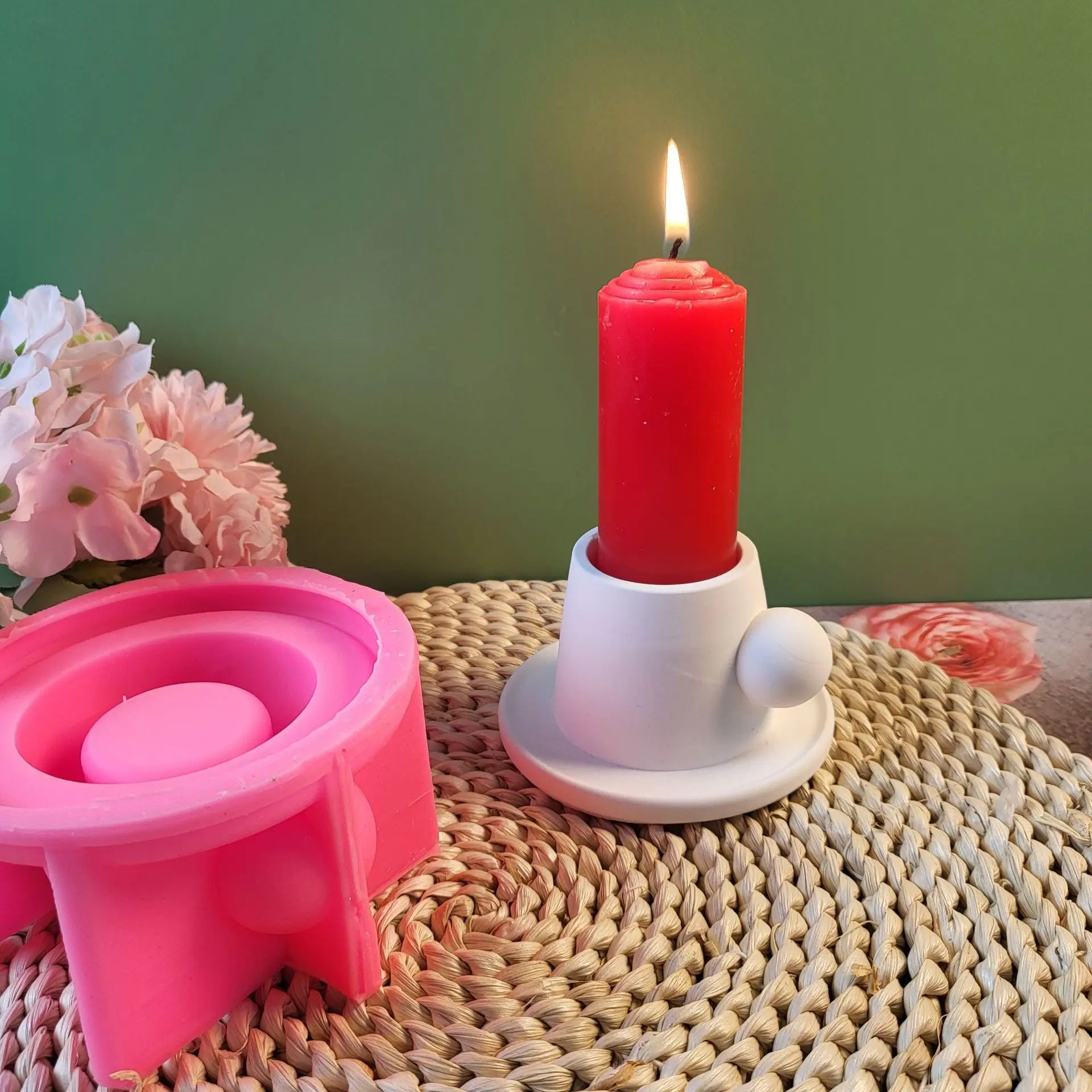 Tray Teacup Candle Holder Silicone Mould Coarse Hole Aroma Candle Decoration Ornament Candle Holder Silicone Molds