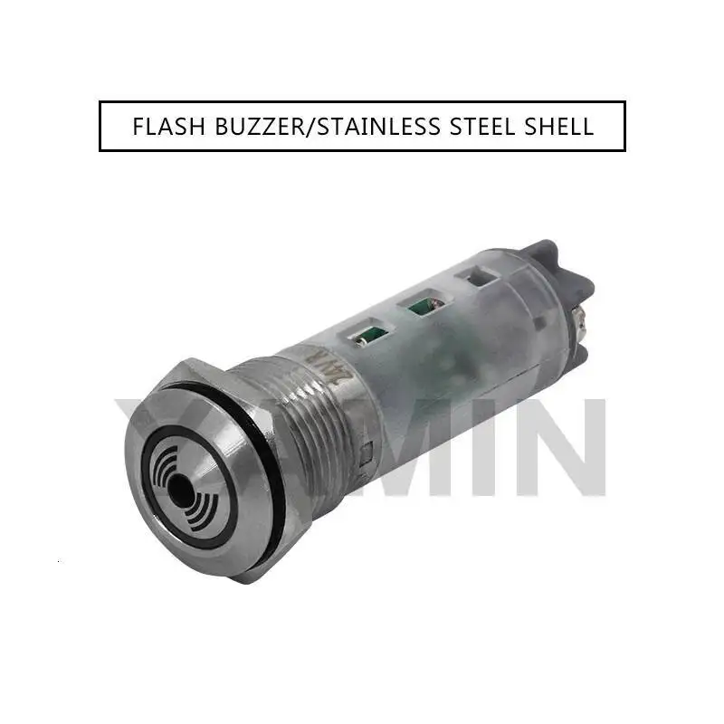 Luz indicadora da campainha do metal do aço inoxidável, luz do flash do diodo emissor de luz, alarme do assaltante, terminal do parafuso, 12 V, 24 V, 220 V, 380V, 16mm, 19mm, 22mm