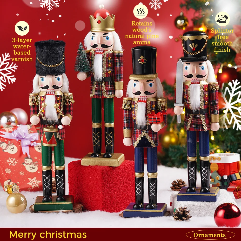 

Рождественский Щелкунчик 38 см, шотландский полосатый солдат, украшение ручной работы, Рождество, Новый год, праздничное украшение, подарок