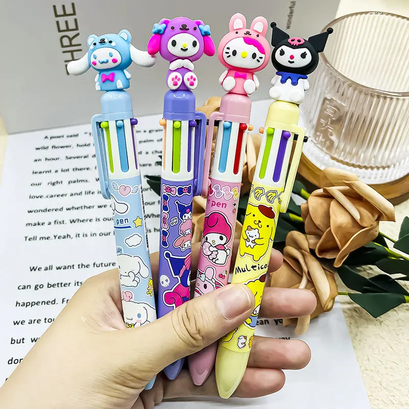 6-36pcs New Cartoon Sanrio 10 Colors Ball Pen Cute Colorful Graffiti Hand Account Marker Pen Stationery Wholesale