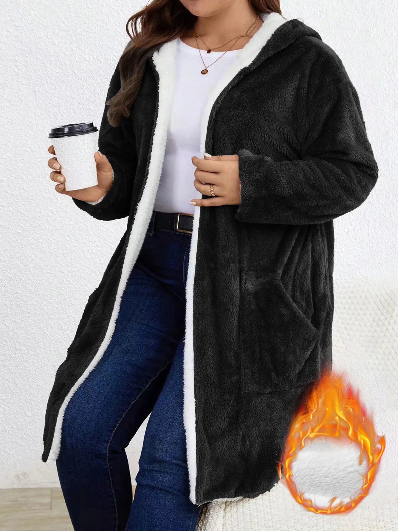 Longline Cardigan Knit - Cardigã Feminino Plus Size com Capuz