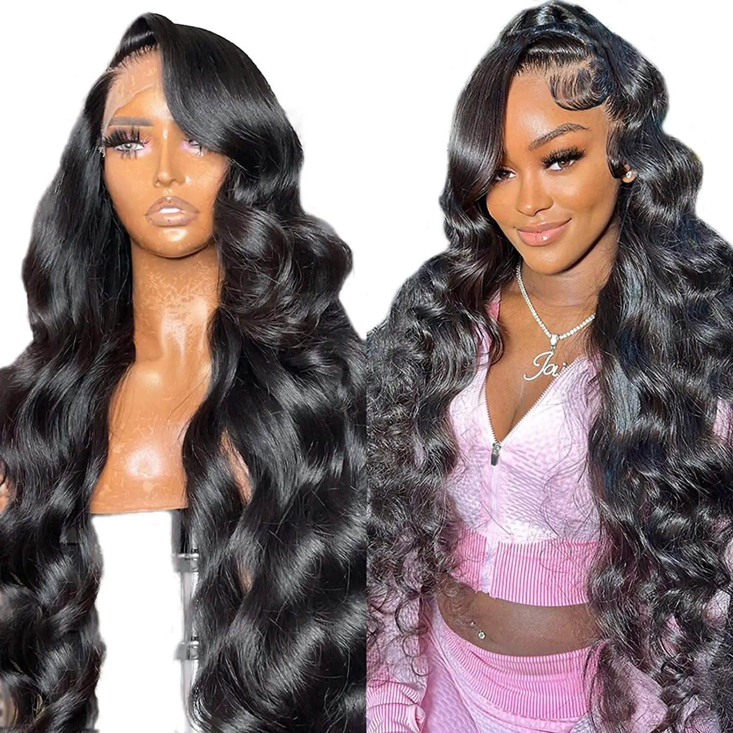 180 Density 34 Inch HD Transparent 13x4 13x6 Pre Plucked Body Wave Lace Frontal Wig Human Hair Peruvian Lace Front Wig Women