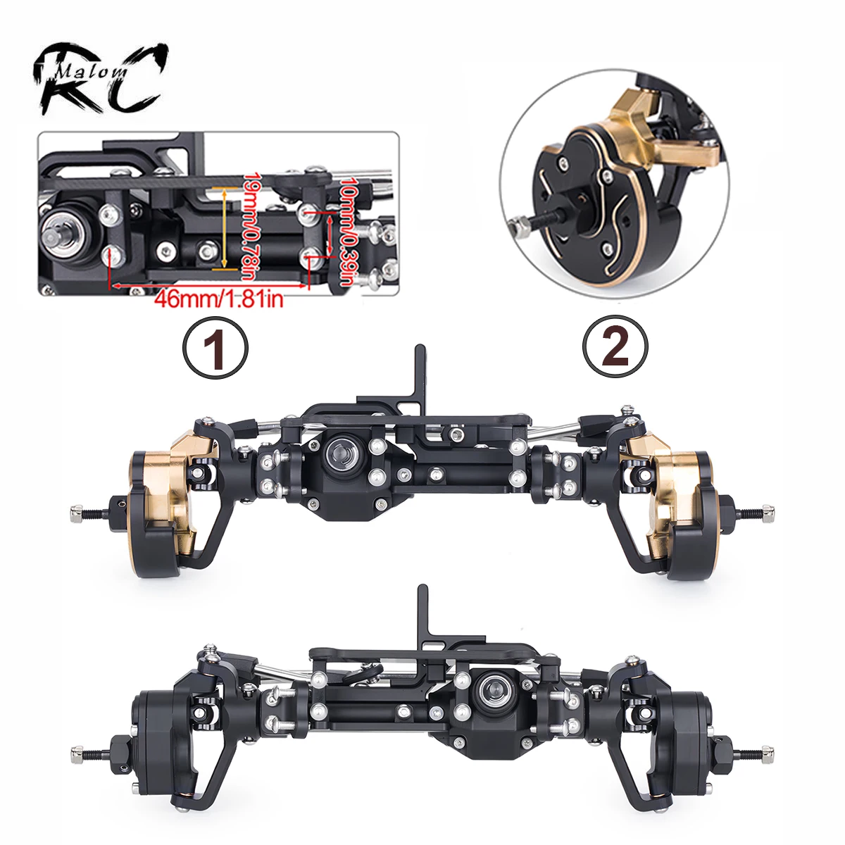 50 ° + 4WS Portal-Achsen-Set für 1/10 FD02 RC Crawler – CNC-Aluminium 4-Rad-Lenkungs-Upgrade-Brücke mit niedriger Schwerpunktposition
