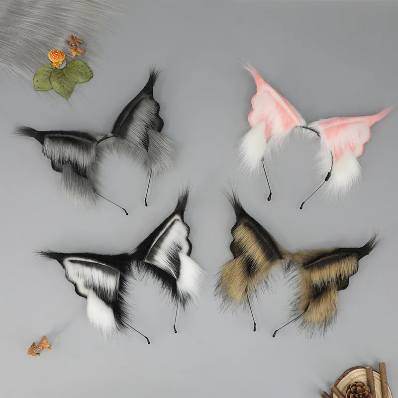 Simulated Plush Lynx Cat's ears Diffuse Exhibition ​Cosplay Masquerade-Party Costume Hair Halloween Decoration Gift Accessories