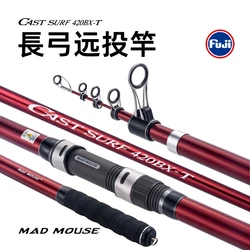 New MADMOUSE Fuji Parts CAST SURF 420 BX-T Fishing Rod Telesopic Surfcasting rod Surf ROD 4.2M 4 section 100-250g