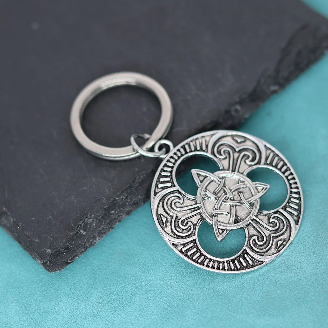 

Viking Vintage Celtic Knot Round Pendant Keychain For Men Women Nordic Mythology Jewelry Amulet Talisman Gift